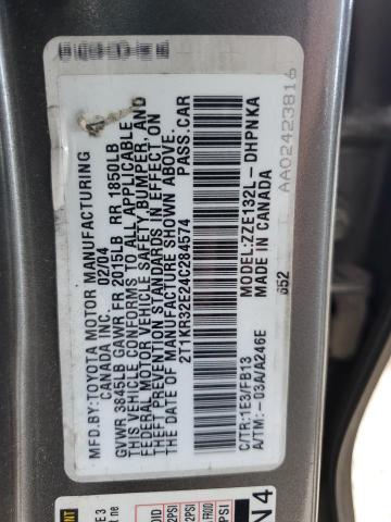 Photo 10 from auction – 2004 TOYOTA COROLLA MA with VIN 2T1KR32E24C284574