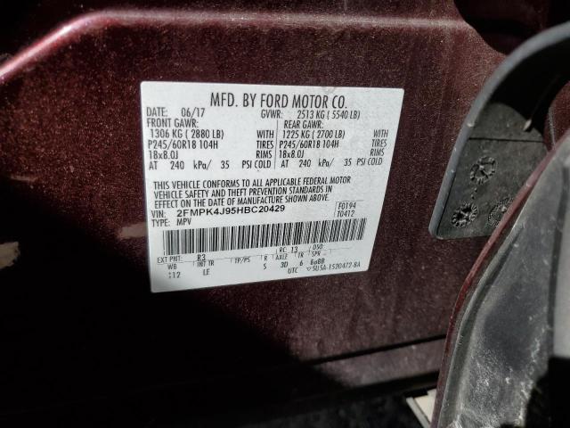 Photo 10 from auction – 2017 FORD EDGE SEL with VIN 2FMPK4J95HBC20429