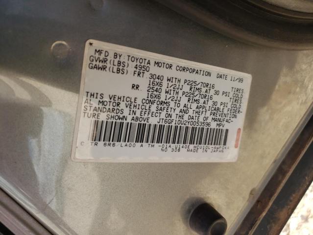 Photo 10 from auction – 2000 LEXUS RX 300 with VIN JT6GF10U2Y0053596