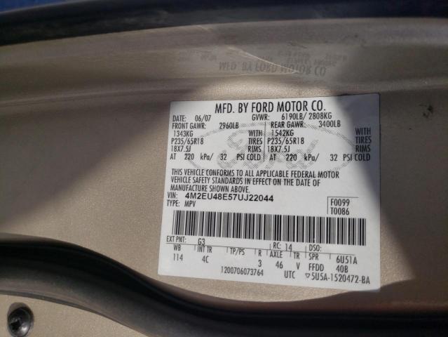 Photo 10 from auction – 2007 MERCURY MOUNTAINEE with VIN 4M2EU48E57UJ22044