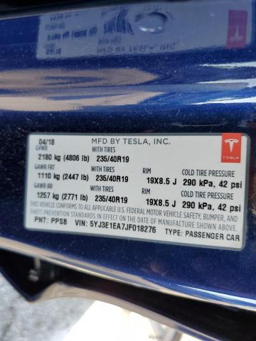 Photo 10 from auction – 2018 TESLA MODEL 3 with VIN 5YJ3E1EA7JF018276