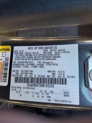 Photo 10 from auction – 2017 FORD FUSION SE with VIN 3FA6P0H72HR145310