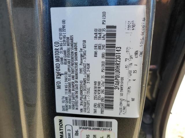 Photo 10 from auction – 2017 FORD FUSION SE with VIN 3FA6P0LU0HR230143