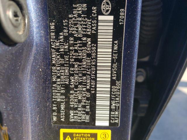 Photo 10 from auction – 2015 TOYOTA CAMRY LE with VIN 4T4BF1FK0FR516562