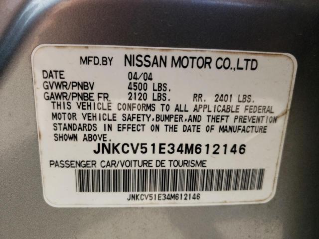 Photo 10 from auction – 2004 INFINITI G35 with VIN JNKCV51E34M612146