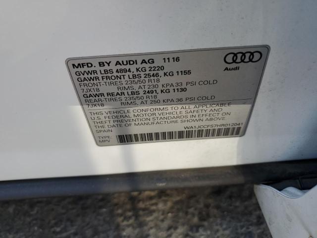 Photo 10 from auction – 2017 AUDI Q3 PREMIUM with VIN WA1JCCFS7HR012041