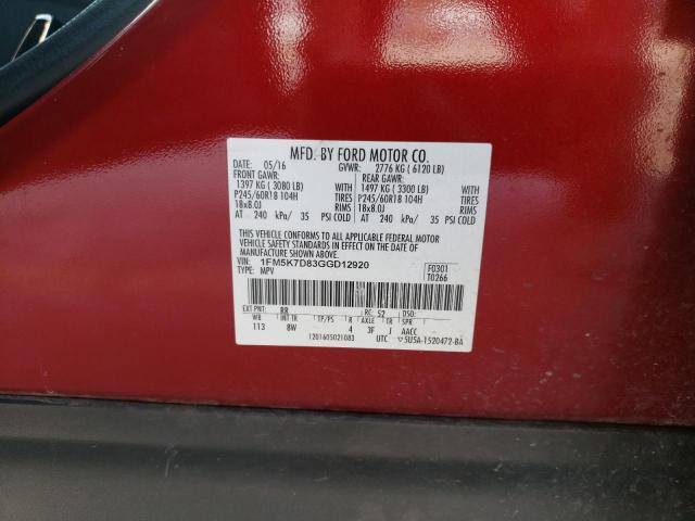 Photo 10 from auction – 2016 FORD EXPLORER X with VIN 1FM5K7D83GGD12920