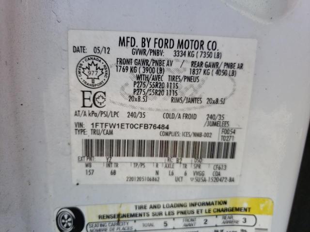 Photo 10 from auction – 2012 FORD F150 SUPER with VIN 1FTFW1ET0CFB76484