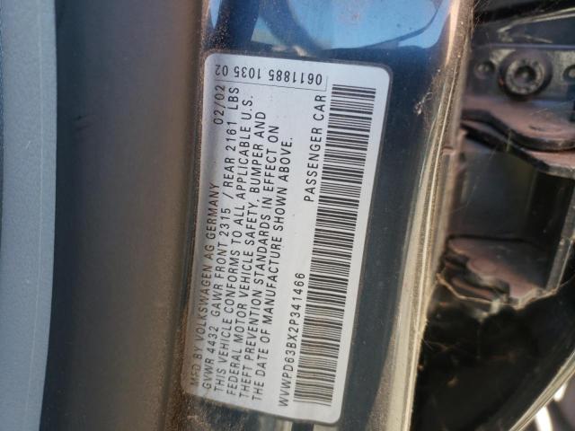 Photo 10 from auction – 2002 VOLKSWAGEN PASSAT with VIN WVWPD63BX2P341466