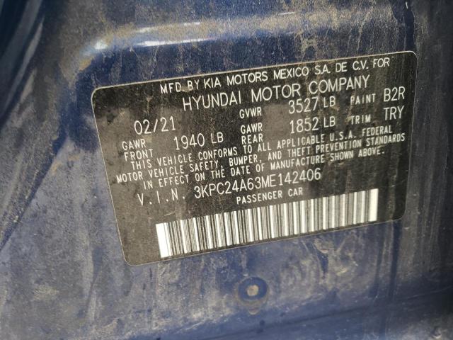 Photo 10 from auction – 2021 HYUNDAI ACCENT SE with VIN 3KPC24A63ME142406