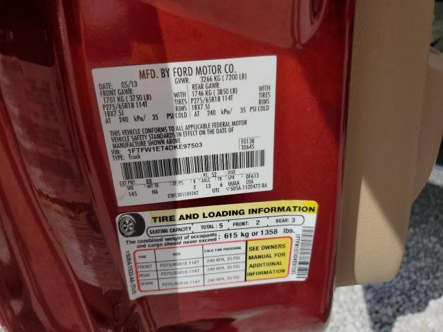Photo 10 from auction – 2013 FORD F150 SUPER with VIN 1FTFW1ET4DKE97503