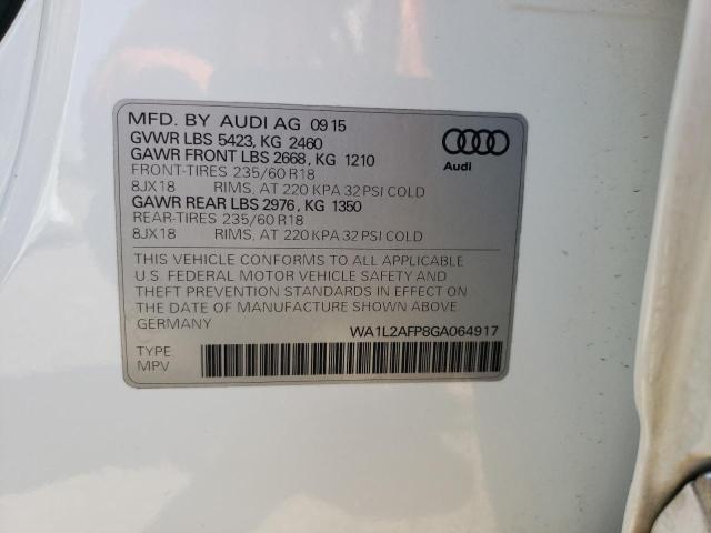 Photo 10 from auction – 2016 AUDI Q5 PREMIUM with VIN WA1L2AFP8GA064917