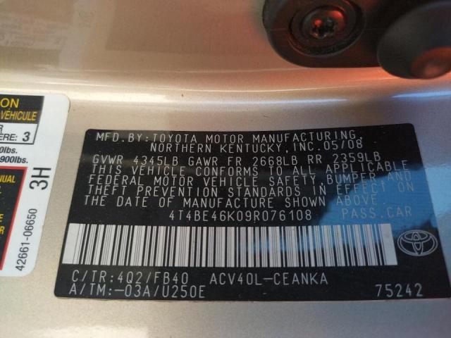 Photo 10 from auction – 2009 TOYOTA CAMRY BASE with VIN 4T4BE46K09R076108