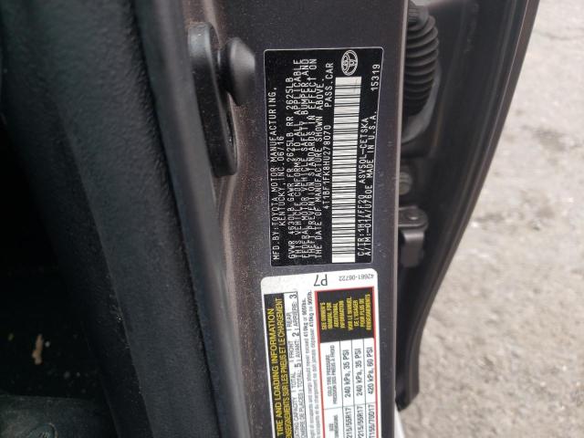 Photo 10 from auction – 2017 TOYOTA CAMRY LE with VIN 4T1BF1FK8HU278070