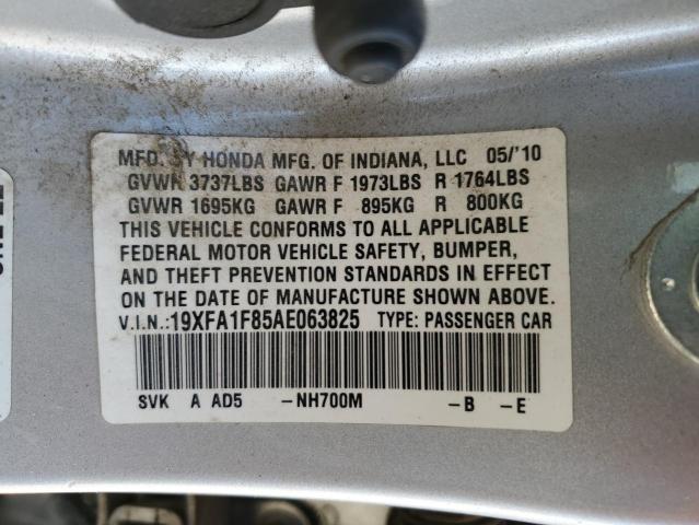 Photo 10 from auction – 2010 HONDA CIVIC EX with VIN 19XFA1F85AE063825