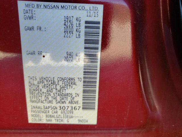 Photo 10 from auction – 2016 NISSAN ALTIMA 2.5 with VIN 1N4AL3AP5GN307367