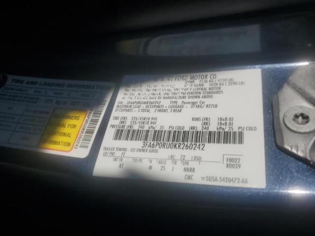 Photo 10 from auction – 2019 FORD FUSION TIT with VIN 3FA6P0RU0KR260242