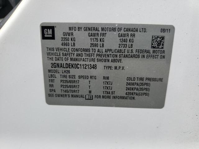 Photo 10 from auction – 2012 CHEVROLET EQUINOX LT with VIN 2GNALDEK0C1121348