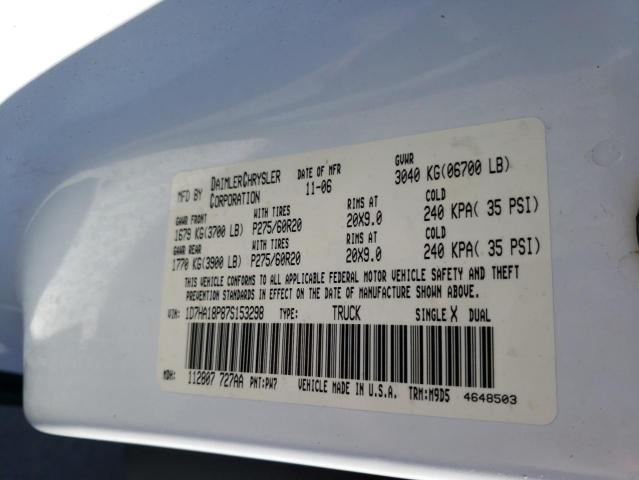 Photo 10 from auction – 2007 DODGE RAM 1500 S with VIN 1D7HA18P87S153298
