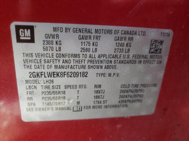 Photo 10 from auction – 2015 GMC TERRAIN SL with VIN 2GKFLWEK8F6209182