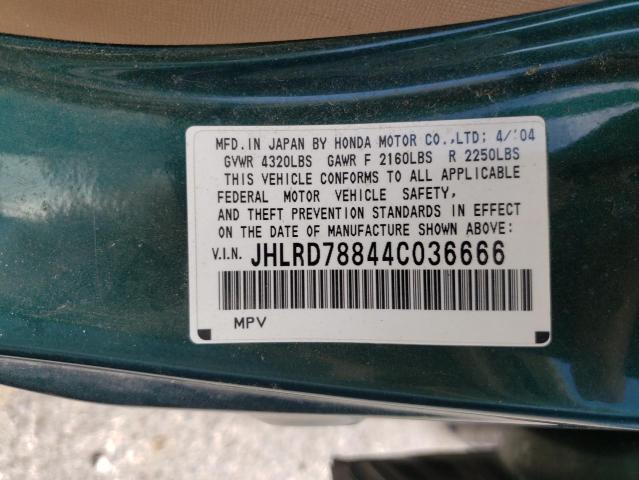 Photo 10 from auction – 2004 HONDA CR-V EX with VIN JHLRD78844C036666