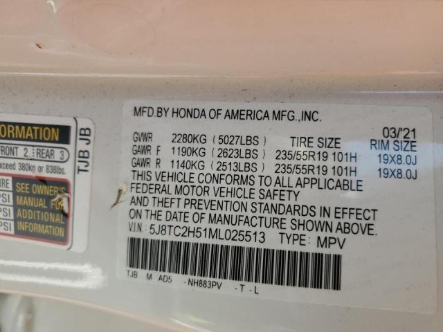 Photo 10 from auction – 2021 ACURA RDX TECHNO with VIN 5J8TC2H51ML025513