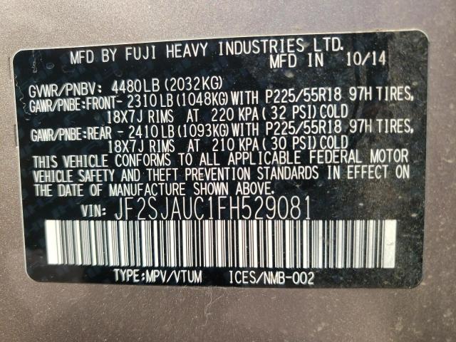 Photo 10 from auction – 2015 SUBARU FORESTER 2 with VIN JF2SJAUC1FH529081