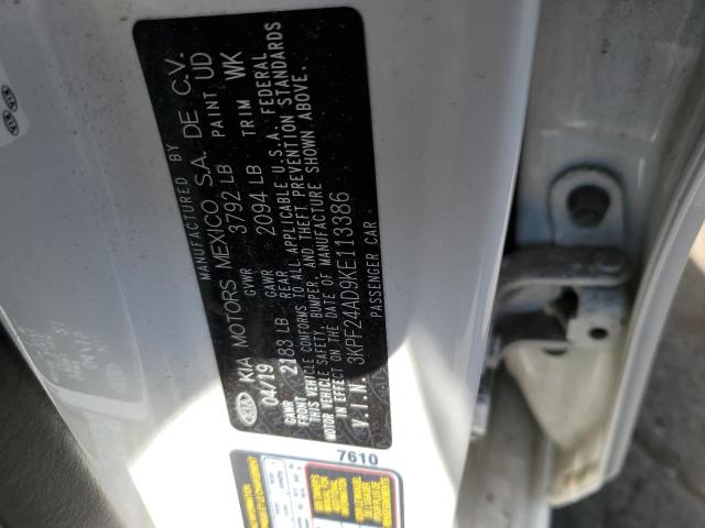 Photo 10 from auction – 2019 KIA FORTE FE with VIN 3KPF24AD9KE113386