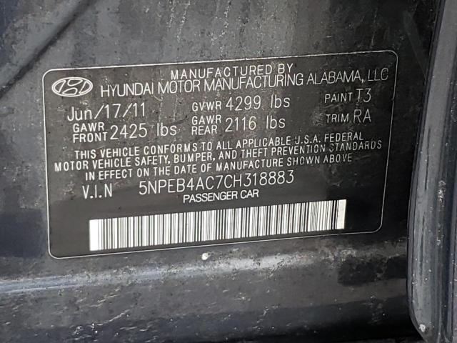Photo 10 from auction – 2012 HYUNDAI SONATA GLS with VIN 5NPEB4AC7CH318883