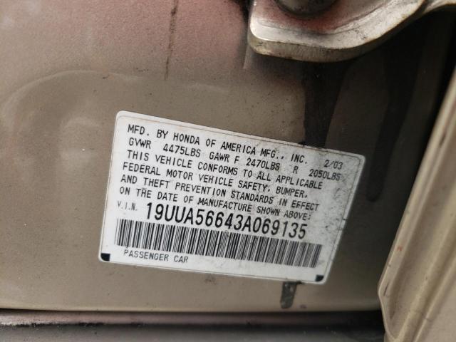 Photo 10 from auction – 2003 ACURA 3.2TL with VIN 19UUA56643A069135