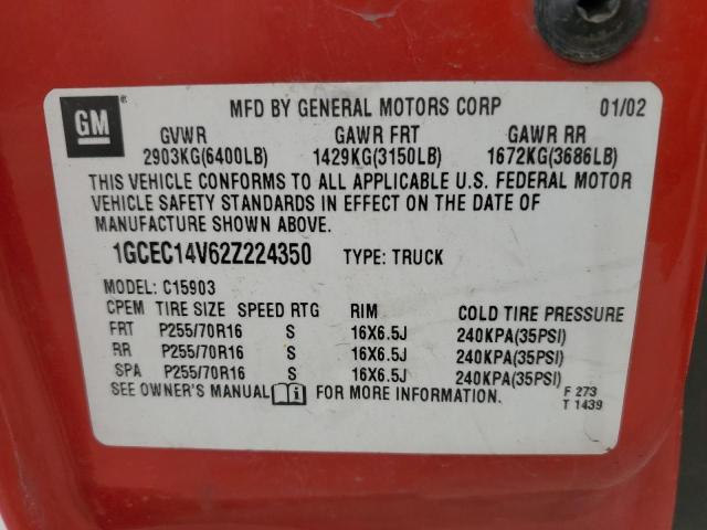 Photo 10 from auction – 2002 CHEVROLET SILVERADO with VIN 1GCEC14V62Z224350