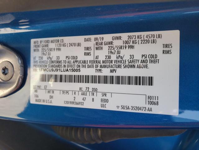 Photo 10 from auction – 2020 FORD ESCAPE TIT with VIN 1FMCU9J91LUA15005
