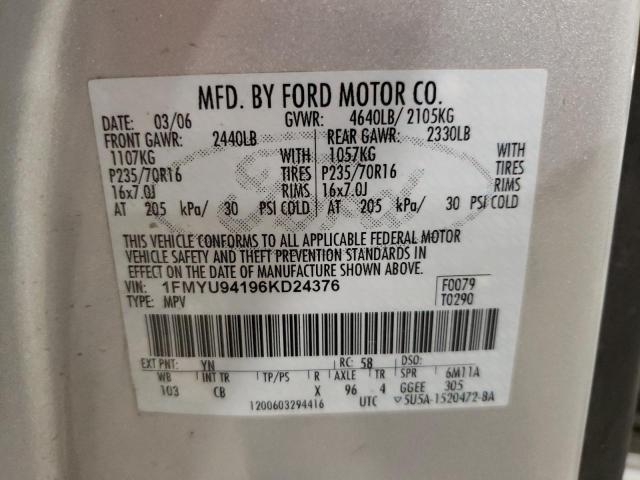 Photo 10 from auction – 2006 FORD ESCAPE LIM with VIN 1FMYU94196KD24376