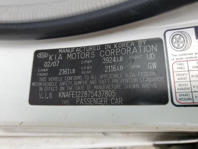 Photo 10 from auction – 2007 KIA SPECTRA EX with VIN KNAFE122875437805