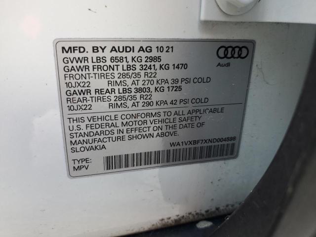Photo 10 from auction – 2022 AUDI Q7 PRESTIG with VIN WA1VXBF7XND004598