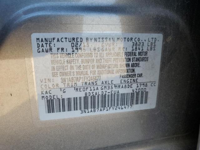 Photo 10 from auction – 2015 NISSAN SENTRA S with VIN 3N1AB7AP1FY246477