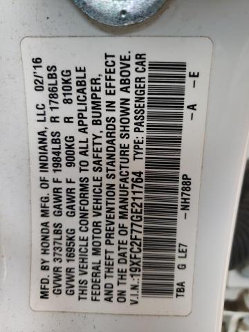Photo 10 from auction – 2016 HONDA CIVIC EX with VIN 19XFC2F77GE211764