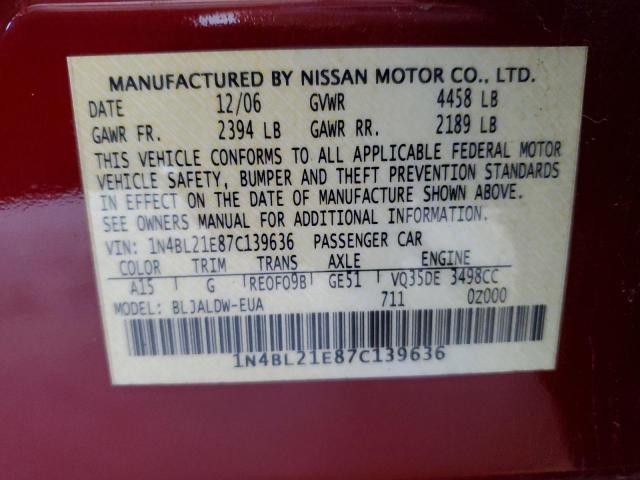 Photo 10 from auction – 2007 NISSAN ALTIMA 3.5 with VIN 1N4BL21E87C139636