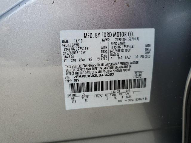 Photo 10 from auction – 2020 FORD EDGE SE with VIN 2FMPK3G92LBA36253
