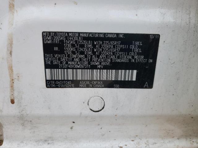Photo 10 from auction – 2011 TOYOTA RAV4 with VIN 2T3ZF4DV3BW097311