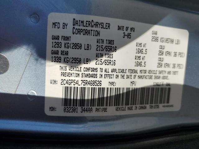 Photo 10 from auction – 2005 CHRYSLER TOWN & COU with VIN 2C4GP54L75R468526
