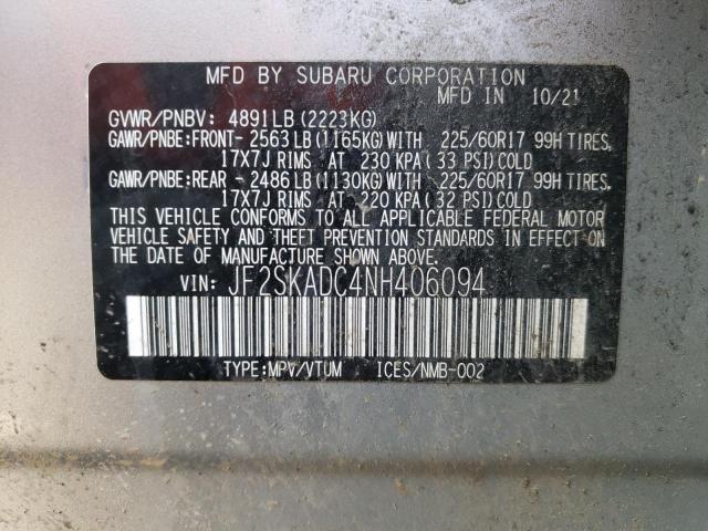 Photo 10 from auction – 2022 SUBARU FORESTER P with VIN JF2SKADC4NH406094