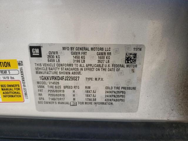 Photo 10 from auction – 2015 GMC ACADIA SLT with VIN 1GKKVRKD4FJ229027