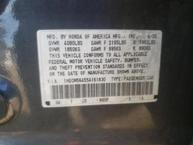 Photo 10 from auction – 2005 HONDA ACCORD with VIN 1HGCM56455A161830
