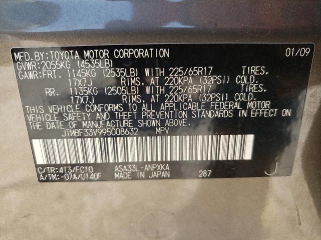 Photo 10 from auction – 2009 TOYOTA RAV4 with VIN JTMBF33V995008632