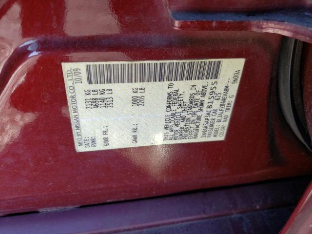 Photo 10 from auction – 2010 NISSAN MAXIMA S with VIN 1N4AA5AP3AC815955