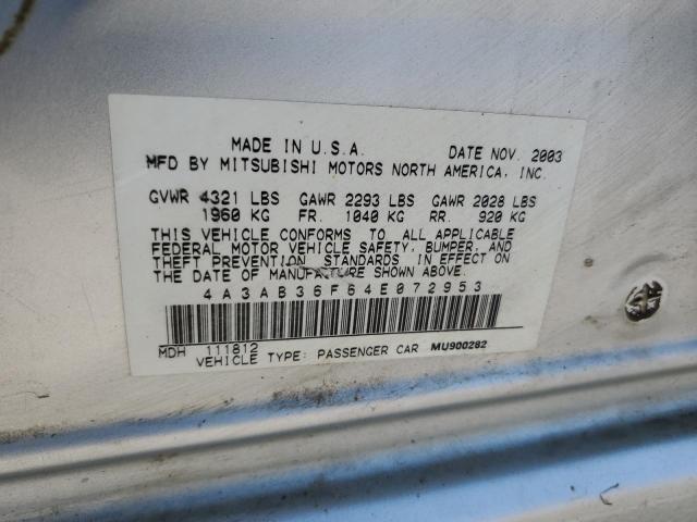 Photo 10 from auction – 2004 MITSUBISHI GALANT ES with VIN 4A3AB36F64E072953