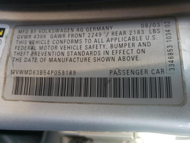 Photo 10 from auction – 2004 VOLKSWAGEN PASSAT with VIN WVWMD63B54P059189