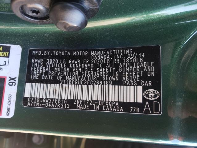Photo 10 from auction – 2015 TOYOTA COROLLA EC with VIN 2T1BPRHE3FC268189