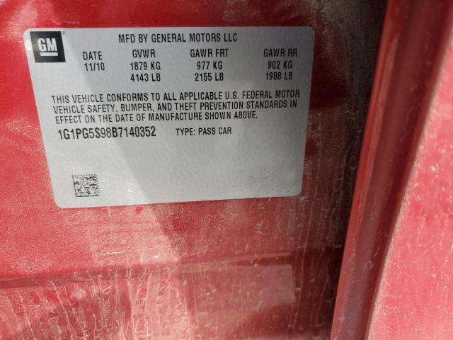Photo 10 from auction – 2011 CHEVROLET CRUZE LT with VIN 1G1PG5S98B7140352